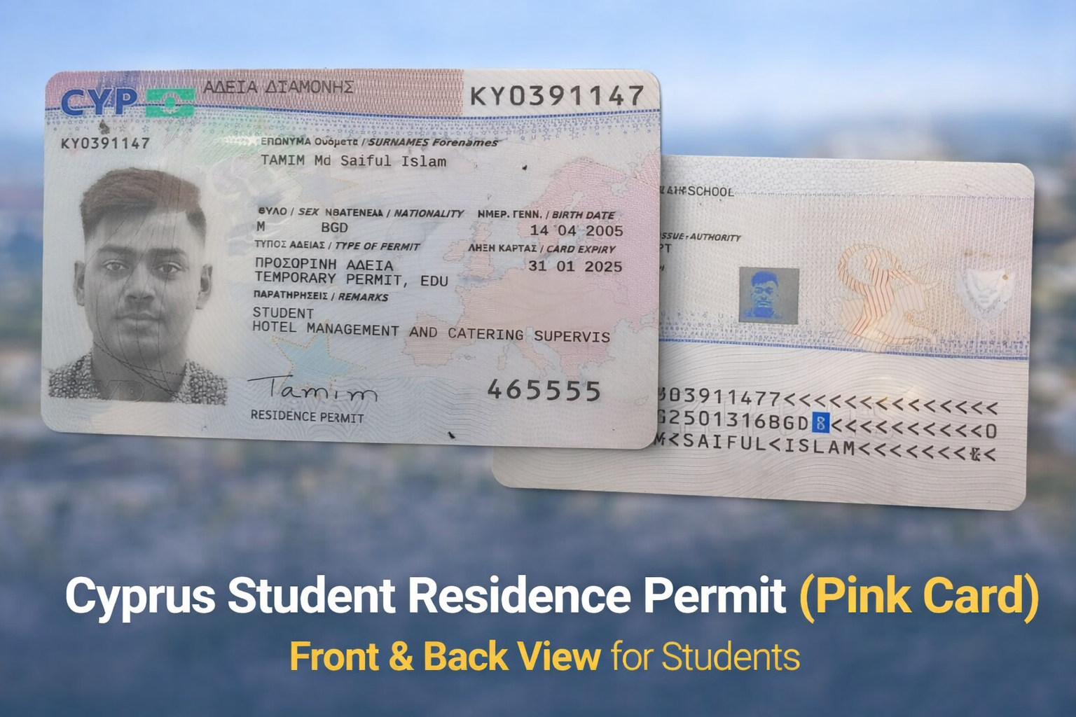 Read more about the article Cyprus Pink Card Explained for Students (With Real Front & Back Details)